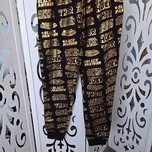 Marvel Avengers Gold Foil Lounge Jogger Sleep Pants Adult Large Black NWOT
